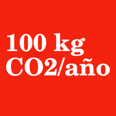 Ilustración con texto 100kg de CO2 al año producido por tu web 