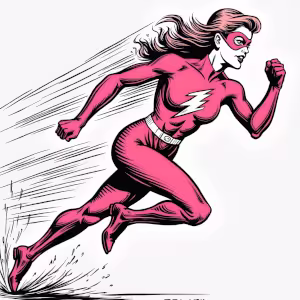 Ilustración de una mujer flash representando web rápida
